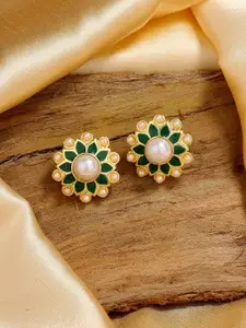 Estele Gold-Plated Floral Studs Earrings