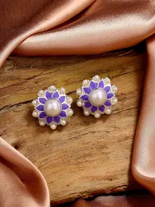Estele Gold Plated Floral Studs Earrings
