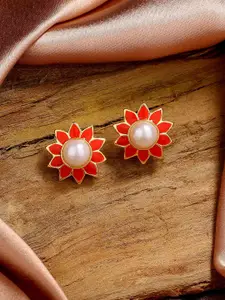 Estele Gold Plated Floral Studs Earrings