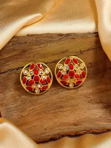 Estele Gold Plated Circular Studs Earrings