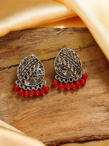 Estele Rhodium Plated Oval Studs Earrings