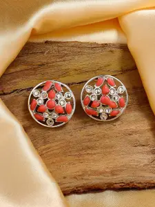 Estele Rhodium Plated Circular Studs Earrings