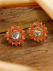 Estele Gold-Plated Floral Studs Earrings