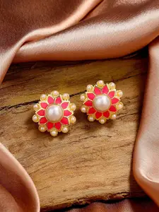 Estele Gold-Plated Floral Studs Earrings