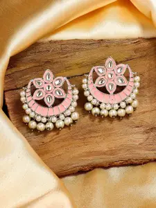 Estele Rhodium-Plated Floral Chandbalis Earrings