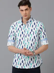 Double Two Slim Fit Abstract Printed Cotton Casual Shirt