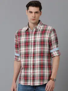 Double Two Slim Fit Tartan Checked Cotton Casual Shirt