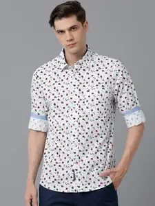 Double Two Slim Fit Floral Printed Cotton Casual Shirt