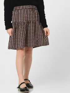 KIDS ONLY Girls Checked Cotton Flared Knee Length  Skirt