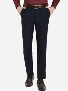 Greenfibre Men Solid Mid Rise Slim Fit Formal Trousers