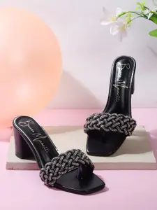 Bruno Manetti Embellished Open Toe Block Heels