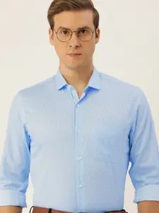 Peter England Men Pure Cotton Slim Fit Geometric Printed Formal Shirt