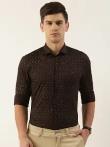 Peter England Super Slim Fit Polka Dots Printed Semiformal Shirt