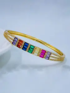 ZIVOM Brass Crystals Gold-Plated Bangle-Style Bracelet
