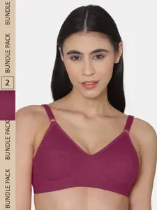 KOMLI Pack of 3 Beige Coral Floral Non Wired Medium Coverage T-shirt Bra K-9531-3PC