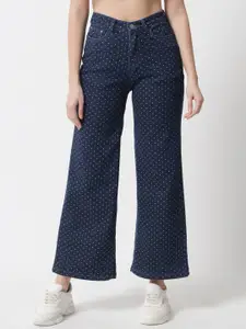The Dry State Women Wide Leg High-Rise Printed Stretchable Jeans