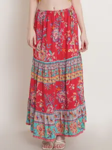 Hive91 Printed A-Line Maxi Flared Skirt