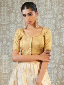 Soch Floral Woven-Designed Silk Saree Blouse