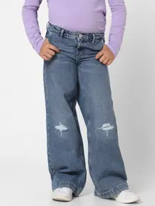KIDS ONLY Girls Flared Mildly Distressed Light Fade Jeans