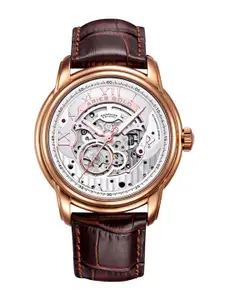 Aries Gold Men Leather Bracelet Style Straps Analogue Automatic Motion Watch G 9005A RG-S