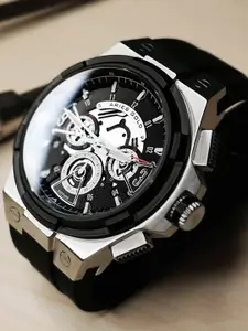 Aries Gold Men Bracelet Style Straps Analogue Chronograph Watch G 7016 SBK-BK
