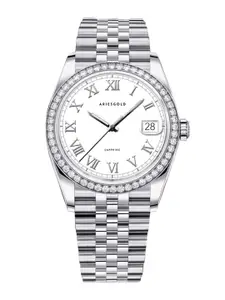 Aries Gold Women Stainless Steel Bracelet Style Straps Analogue Watch B 1069 S-RW-White