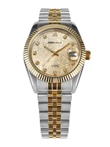 Aries Gold Women Stainless Steel Bracelet Style Straps Watch B R68Q
