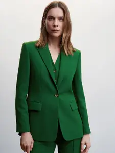 MANGO Shoulder Padded Single-Breasted Blazer