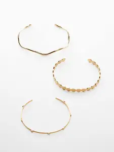 MANGO Women Pack of 3 Gold-Plated Unclosed Bracelets