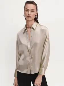 MANGO Women Pure Silk Formal Shirt