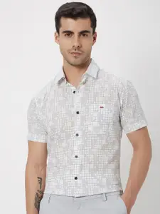 Mufti Trim Slim Fit Micro Checks Checked Pure Cotton Casual Shirt