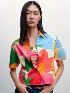 MANGO Cotton Floral Printed Casual Shirt