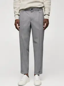 MANGO MAN Houndstooth Pattern RegularSlim Fit Pleated Trousers