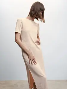 MANGO Sustainable Sheath Ribbed Midi Dress