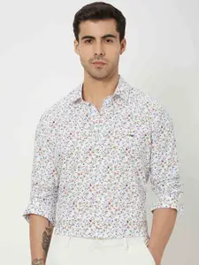 Mufti Trim Slim Fit Floral Sheer Printed Casual Shirt
