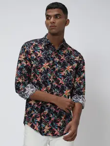 Mufti Trim Slim Fit Floral Printed Pure Cotton Casual Shirt