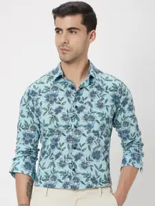 Mufti Plus Size Trim Slim Fit Floral Printed Pure Cotton Casual Shirt