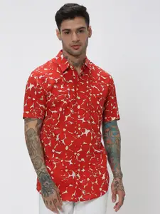 Mufti Trim Slim Fit Abstract Printed Pure Cotton Casual Shirt