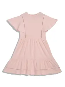 Tommy Hilfiger Girls Cotton Flared Sleeve Fit And Flare Dress