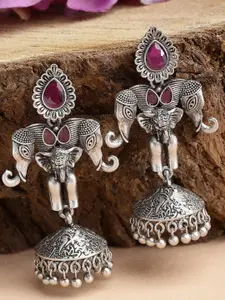 KARATCART Silver Plated Contemporary Jhumkas Earrings