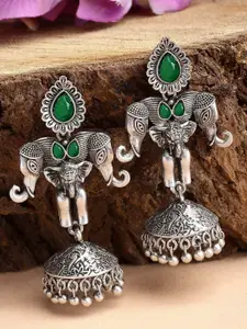 KARATCART Silver Plated Contemporary Jhumkas Earrings