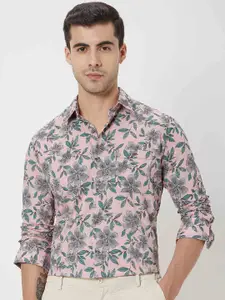 Mufti Plus Size Trim Slim Fit Floral Printed Pure Cotton Casual Shirt