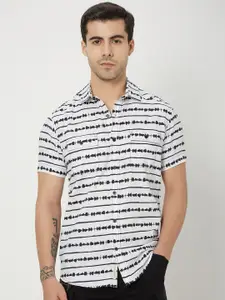 Mufti Trim Slim Fit Horizontal Striped Pure Cotton Casual Shirt