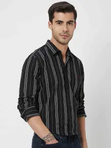 Mufti Striped Pure Cotton Slim Fit Casual Shirt
