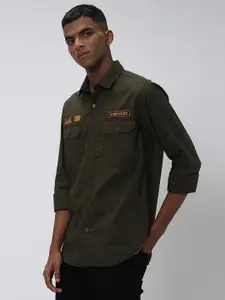 Mufti Spread Collar Cotton Casual Shirt