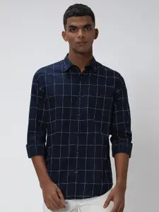Mufti Trim Slim Fit Windowpane Checks Checked Pure Cotton Casual Shirt