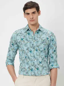 Mufti Trim Slim Fit Floral Printed Pure Cotton Casual Shirt