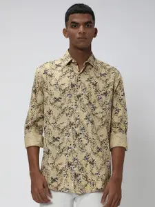 Mufti Floral Printed Pure Cotton Slim Fit Trim Casual Shirt