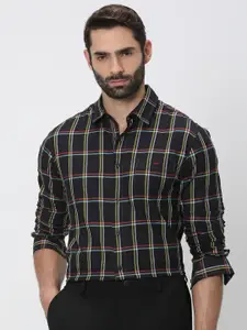Mufti Tartan Checked Trim Slim Fit Pure Cotton Casual Shirt