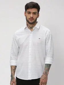 Mufti Trim Slim Fit Horizontal Striped Cotton Casual Shirt